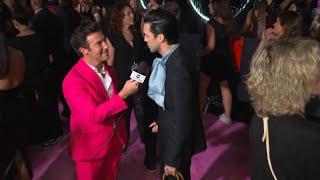 Peso Pluma, Yung Miami, Jared Leto talk on the pink carpet at the MTV Music Awards