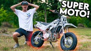 Putting STREET TIRES on my PITBIKE! *Crazy Wheelies*