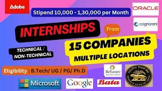 15 Best Internship Opportunities with Stipend! Up to ₹1,30,000 Monthly! - Every Student must know