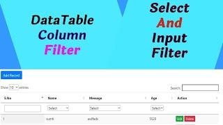 Datatable column wise search filter in CodeIgniter