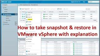 How to take  virtual machine snapshot and restore in VMware vSphere ? | Snapshot explanation in ESXi