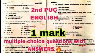 2nd PUC ENGLISH ONE MARK guarantee MCQ s questions with ANSWERS  ANNUAL EXAM  2025