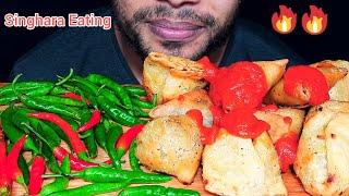 Eating Singhara/Samosa, Chili, Tomato Sauce (Mukbang Eating) Faysal Spicy ASMR