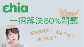 【Chia奇亞】一招解決80%問題｜耕地無效｜區塊鏈同步｜錢包同步｜ft.Tina