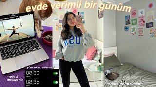 evde *VERİMLİ* bir günüm || odamı temizledim, pilates, cilt bakımı, sabah rutinim, öğünlerim