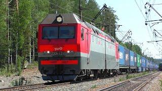 2ЭС6-1210 "Синара" с грузовым поездом следует через бывшую станцию Макарцево