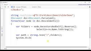 Create folders including subfolders using hierarchy from XML nodes in C#