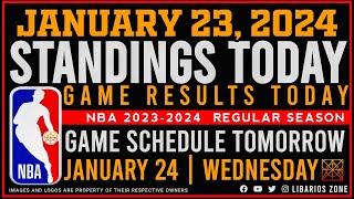 NBA STANDINGS TODAY as of JANUARY 23, 2024 |  GAME RESULTS TODAY | GAMES TOMORROW | JAN. 24 | WED