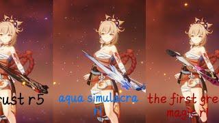 Yoimiya weapon comparison! (The rust r5 v.s. aqua simulacra r1 vs the first great magic r1)