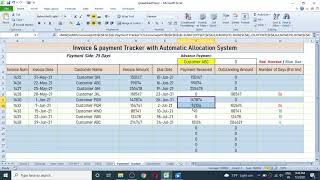 Automatically Allocate Payment to Invoice | Invoice and Payment Tracker Template in Excel