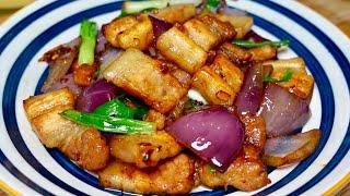 葱爆花肉，超级下饭香味俱全‼️好吃又开胃Stir-fried pork belly！super delicious  delicious flavor‼Tasty and appetizing