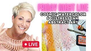 Cosmic Watercolor with Distress Inks Abstract Background-LIVE