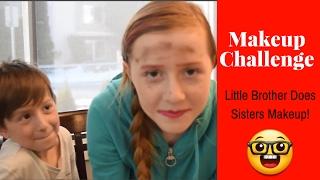 Makeup Challenge - Little Brother Does Sisters Makeup