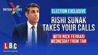 Prime Minister Rishi Sunak joins Nick Ferrari to take your calls | Watch Again