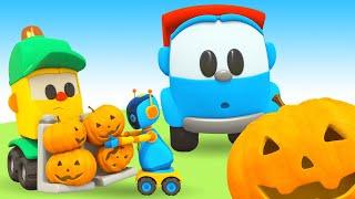 Juhli Halloween-piirretyillä! Kuormuri Leo & lava-auto. Lasten autot ja rekat.