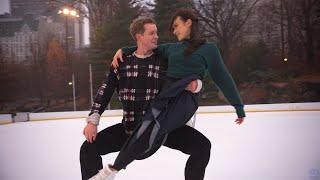 Madison Chock & Evan Bates visit Central Park, NYC for World Ice Skating Day 2024