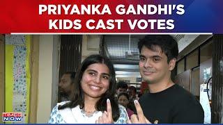 'Don't Sit Idle...Make A Change': Priyanka Gandhi's Kids Appeal Voters After Casting Votes, Watch