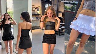 Teen skirt fashion try on