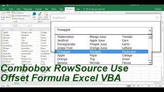 Combobox RowSource Use Offset formula Excel VBA