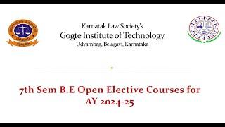 7th sem B E Open Elective Courses for AY 2024 25