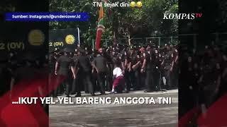 NGAKAK! Bocah SD Tiba-Tiba Ikut Yel-Yel Bareng TNI