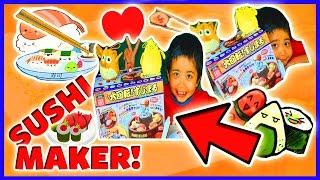 SUSHI MAKING WITH KIDS! HOMEMADE SUSHI CHALLENGE WITH JAPANESE SUSHI MAKER KIT TOY FOR KIDS! EASY