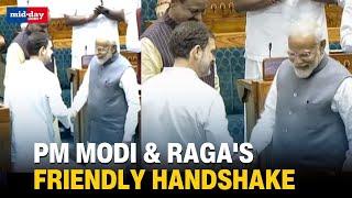 PM Modi & Rahul Gandhi Shake Hands After OM Birla's Re-Election As LS Speaker