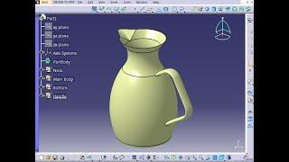 Water jug design || Wireframe and Surface design || CATIA V5 Tutorial