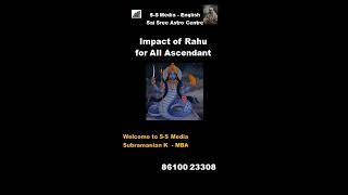 Effect of Rahu on all Ascendants @ssmediaenglishastrology