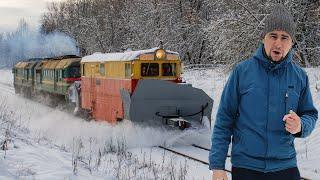 Railway branches in Vyazma: russian hinterland. Catching the snowplow and a green "Mashka".