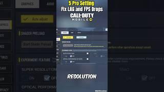 5 Pro Settings To Fix LAG and FPS Drop in Call Of Duty Mobile #shorts #viral #codm