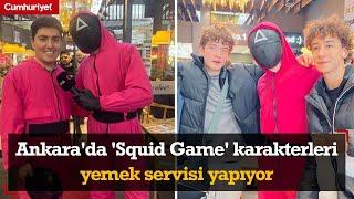 Ankara'daki Kore restoranında 'Squid Game' karakterleri yemek servisi yapıyor