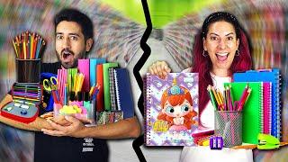 QUEM COMPRAR MAIS MATERIAL ESCOLAR DIVERTIDO GANHA | Gabriel e Shirley 2.0