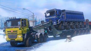 SnowRunner Mods: TATRA Phoenix 6x6 Low Loader Trailer - Driving Offroad   Transport MAN TGS 480 10X4