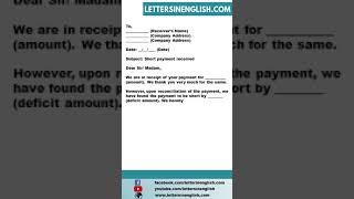 Short Payment Received Letter