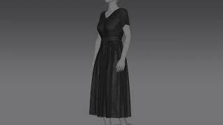 Black Pleats Dress clo3d trial and error