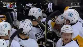 Penguins' Malkin scoring  triple-OT winner.  4 Broadcast feeds (including Spanish)