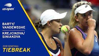 Barty/Vandeweghe vs Krejcikova/Siniakova Tiebreak | 2018 US Open Semifinal