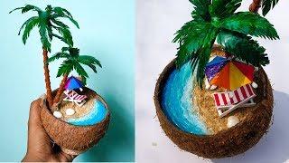 DIY Mini Beach in Coconut shell | Waste Materials Craft