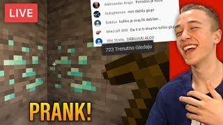 UŽIVO PRANKUJEM GLEDAOCE LAJVA U MINECRAFTU *poludeli*