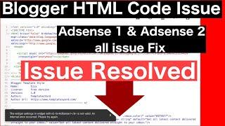 The widget settings in widget with id adsense1 is not valid an internal error occurred | HTML Code