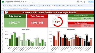 Income and Expense Dashboard in Google Sheets | | Step by Step tutorial