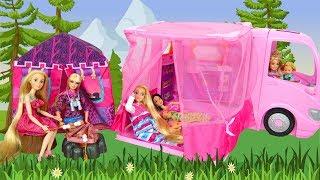 Barbie Glamour Camper with Pop up Tent Kafilah Wohnwagen Boneca Campista Campeur  المنزل المتنقل