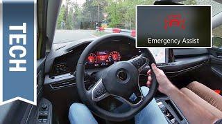 Emergency Assist im VW Golf 8 kurz gezeigt: Neuer Nothalteassistent im Test & Unterschiede Passat