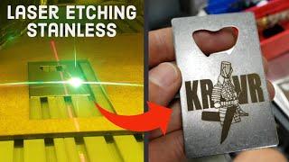 Laser Engraving KRVR Logo On Stainless Steel Bottle Openers | Engineerable How To