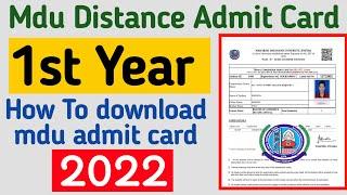 Mdu Distance admit card Out 2022 | Mdu Distance 1st Year Admit Card | Mdu DDE reappear admit card