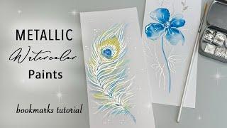 How to Paint with METALLIC Watercolor Paints - Peacock Feather & Flowers Tutorial