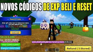 NOVOS CÓDIGOS + 26 CÓDIGOS DE EXP BELI E RESET - blox fruit codes...