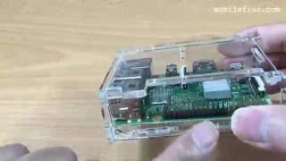 Transparent plastic case and heat sinks for Raspberry Pi 3 Model B from AliExpress