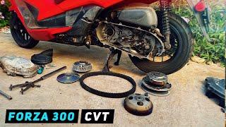 Honda Forza 300 - CVT Removal / Installation (belt/rollers,variator,clutch) | Mitch's Scooter Stuff